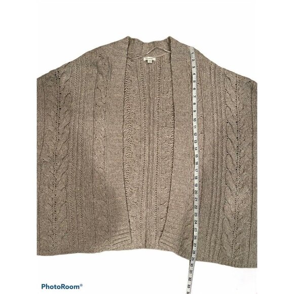 Caslon Womens Swing Poncho Sweater Beige Open‎ Front Cable Knit Ribbed S/M - Picture 8 of 8